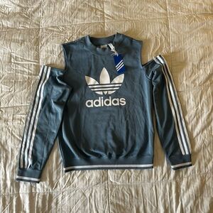 Adidas Women's Cold Shoulder Sweatshirt in Dark Gray